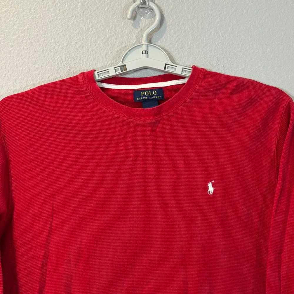 Polo Ralph Lauren Men's Size Large Red Waffle Knit Thermal Shirt Long Sleeve